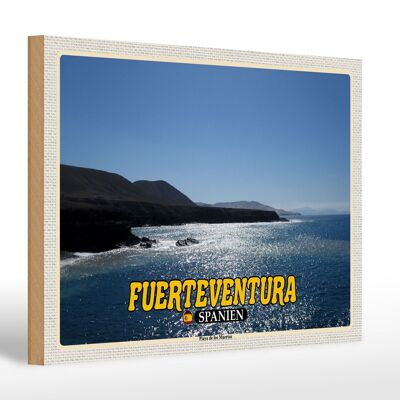 Cartel de madera viaje 30x20cm Fuerteventura España Playa de los Muertos