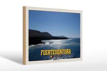 Panneau en bois voyage 30x20cm Fuerteventura Espagne Playa de los Muertos 1
