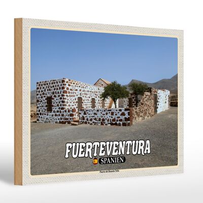 Cartello in legno da viaggio 30x20 cm Fuerteventura Spagna Puerto Rosario Tefia