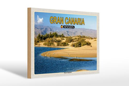 Holzschild Reise 30x20cm Gran Canaria Spanien Dunas de Maspalomas
