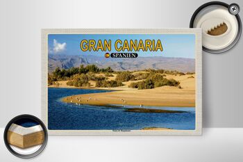 Panneau en bois voyage 30x20cm Gran Canaria Espagne Dunas de Maspalomas 2
