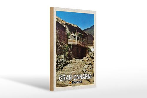 Holzschild Reise 20x30cm Gran Canaria Spanien Las Casas Veneguera