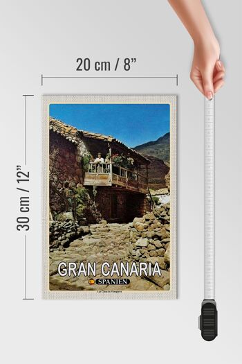 Panneau en bois voyage 20x30cm Gran Canaria Espagne Las Casas Veneguera 4