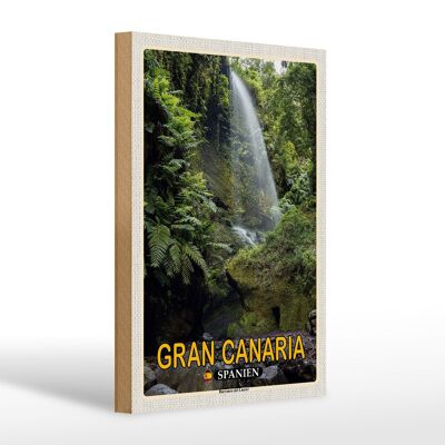 Cartello in legno da viaggio 20x30 cm Gran Canaria Spagna Barranco del Laurel