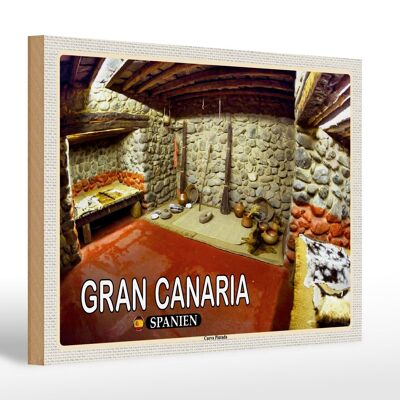 Cartel de madera viaje 30x20cm Gran Canaria España Cueva Pintada cueva