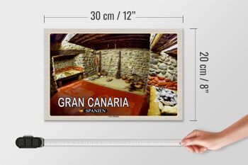 Panneau en bois voyage 30x20cm Gran Canaria Espagne Grotte Cueva Pintada 4