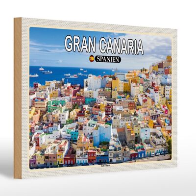 Holzschild Reise 30x20cm Gran Canaria Spanein Las Palmas Stadt Deko