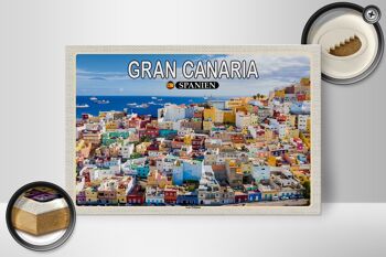 Panneau en bois voyage 30x20cm Gran Canaria Espagne Las Palmas décoration ville 2