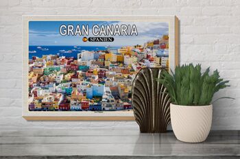 Panneau en bois voyage 30x20cm Gran Canaria Espagne Las Palmas décoration ville 3