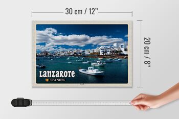 Panneau en bois voyage 30x20cm Lanzarote Espagne Arrecife ville mer 4