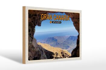 Panneau en bois voyage 30x20cm Gran Canaria Espagne Montagne Pico de Nieves 1