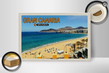 Panneau en bois voyage 30x20cm Gran Canaria Espagne Playa de las Canteras 2