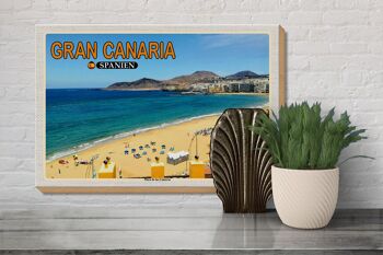 Panneau en bois voyage 30x20cm Gran Canaria Espagne Playa de las Canteras 3