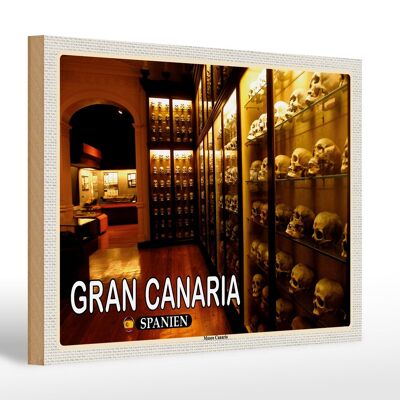 Cartel de madera viaje 30x20cm Gran Canaria España Museo Museo Canario