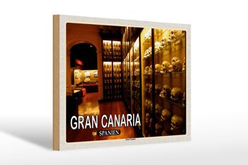 Panneau en bois voyage 30x20cm Gran Canaria Espagne Musée Canario 1