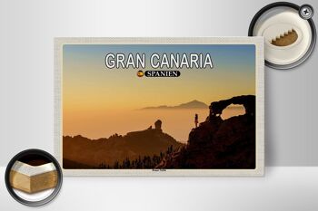 Panneau en bois voyage 30x20cm Gran Canaria Espagne Roque Nublo décoration montagne 2