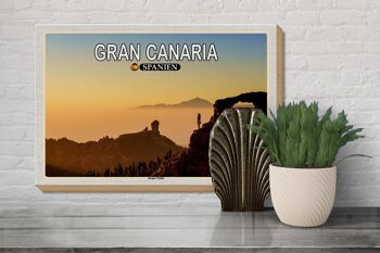 Panneau en bois voyage 30x20cm Gran Canaria Espagne Roque Nublo décoration montagne 3