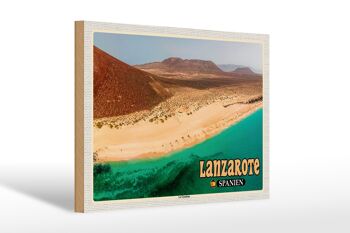 Panneau en bois voyage 30x20cm Lanzarote Espagne décoration île de La Graciosa 1