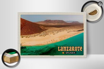 Panneau en bois voyage 30x20cm Lanzarote Espagne décoration île de La Graciosa 2