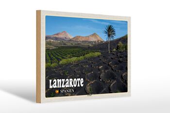 Panneau en bois voyage 30x20cm Lanzarote Espagne village de La Geria 1