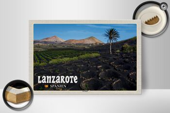 Panneau en bois voyage 30x20cm Lanzarote Espagne village de La Geria 2