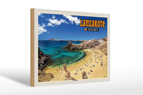 Holzschild Reise 30x20cm Lanzarote Spanien Playa Blanca Strand Meer