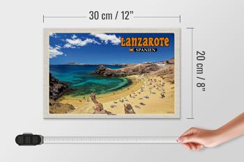 Panneau en bois voyage 30x20cm Lanzarote Espagne Playa Blanca plage mer 4