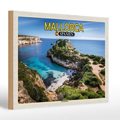 Cartel de madera viaje 30x20cm Mallorca España Cala des Moro Bay decoración