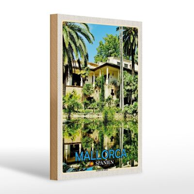 Cartel de madera viaje 20x30cm Mallorca España Decoración Jardines de Alfabia