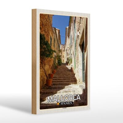 Cartel de madera viaje 20x30cm Mallorca España Fornalutx escaleras