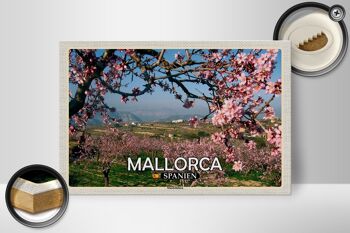 Panneau en bois voyage 30x20cm Majorque Espagne fleurs d'amandier 2