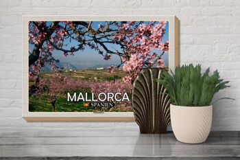 Panneau en bois voyage 30x20cm Majorque Espagne fleurs d'amandier 3