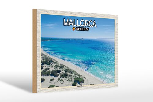 Holzschild Reise 30x20cm Mallorca Spanien Platja Es Trenc Meer