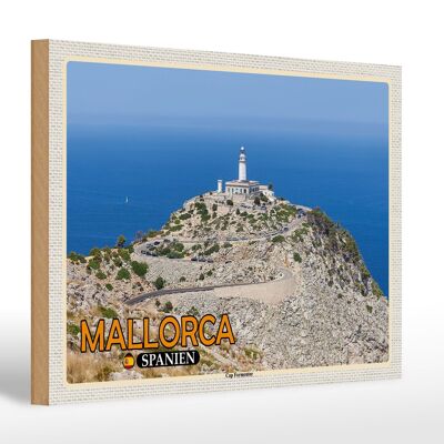 Cartel de madera viaje 30x20cm Mallorca España Cap Península de Formentor