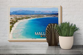 Panneau en bois voyage 30x20cm Majorque Espagne Plage Playa de Alcúdia 3