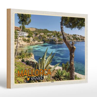 Cartel de madera viaje 30x20cm Mallorca España playa mar vacaciones ciudad