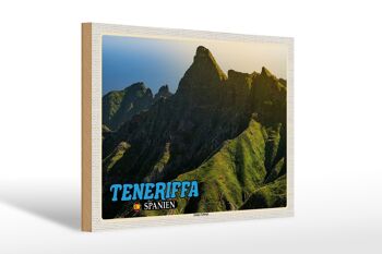 Panneau en bois voyage 30x20cm Tenerife Espagne Montagnes d'Anaga 1