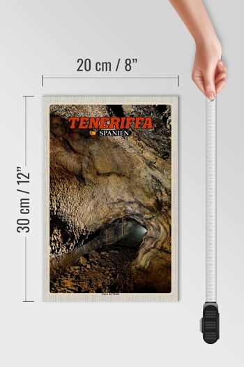 Panneau en bois voyage 20x30cm Tenerife Espagne Grotte Cueva del Viento 4