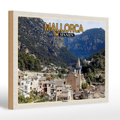 Cartel de madera viaje 30x20cm Mallorca España Municipio de Valldemossa