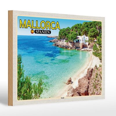 Cartello in legno da viaggio 30x20 cm Maiorca Spagna vacanza al mare sulla spiaggia