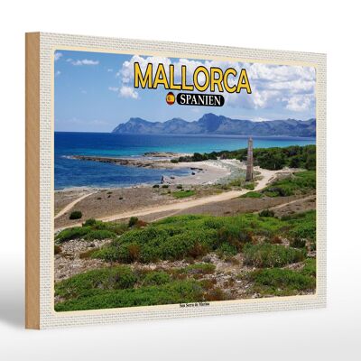 Cartel de madera viaje 30x20cm Mallorca España Son Serra de Marina Mar