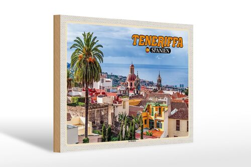 Holzschild Reise 30x20cm Teneriffa Spanien La Orotava Meer Urlaub