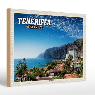 Cartello in legno da viaggio 30x20 cm Tenerife Spagna Scogliera di Los Gigantes