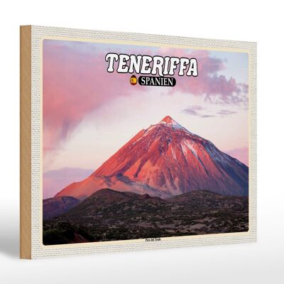 Cartel de madera viaje 30x20cm Tenerife España Pico del Teide decoración montaña