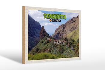 Panneau en bois voyage 30x20cm Tenerife Espagne Masca village de montagne montagnes 1