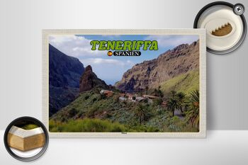 Panneau en bois voyage 30x20cm Tenerife Espagne Masca village de montagne montagnes 2