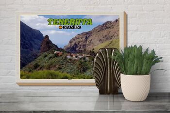 Panneau en bois voyage 30x20cm Tenerife Espagne Masca village de montagne montagnes 3