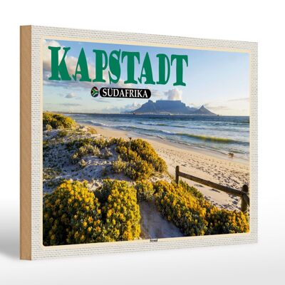 Holzschild Reise 30x20cm Kapstadt Südafrika Strand Meer Berge