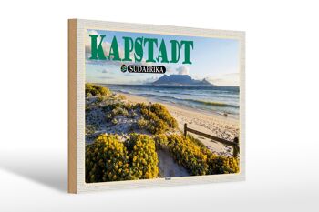 Panneau en bois voyage 30x20cm Cape Town Afrique du Sud plage mer montagnes 1