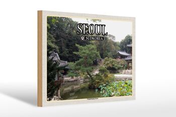 Panneau en bois voyage 30x20cm Séoul corée du sud Changdeokgung décoration de jardin 1